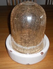 Windlicht Laterne Unterteil Metall m.Glashaube orange * Shaby krakelee 24cm hoch