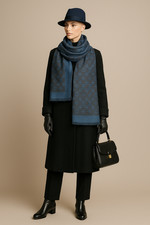 Louis Vuitton Monogram Schal Taubenblau Silber XL Stola 190x70 cm –Made in Italy