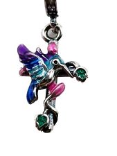 Charm Anhänger Silber 925 Kolibri Bunt Vogel Büttelarmband Dangle Bead Tier