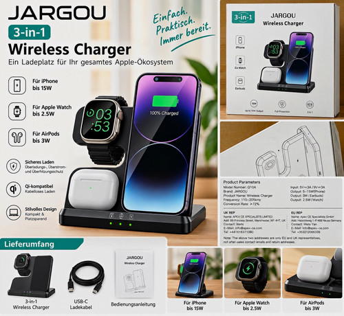 Jargou qi ladestation - jargou, 3-in-1