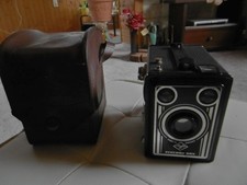 Kamera Agfa Synchro Box,  mit Tasche, Farbe schwarz