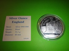  Gedenkmedaille Silber 999 Proof, 1 Unze, England London , in Kapsel, 