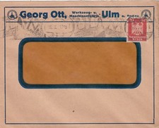 ULM, Briefumschlag 1924, Georg Ott Werkzeug-Maschinen-Fabrik