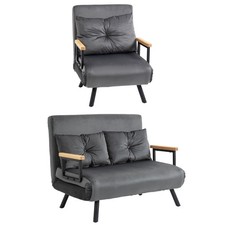 HOMCOM Schlafsofa Relaxsessel mit Bettfunktion Gästebett mit Samtoptik