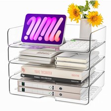 Dokumentenablage Acryl Büro Schreibtisch Organizer Briefablage 4 Ablagefächer A4