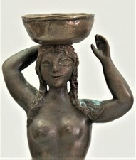 Bele Bachem Bronze Akt Skulptur Dame mit Schale (ABP)