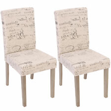 B-Ware 2er-Set Esszimmerstuhl Littau, Stuhl, Stoff/Textil mit Schriftzug, creme