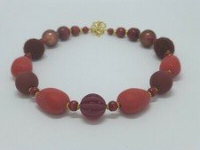 Halskette Collier Statementkette Filz Acryl Glas Rot Gold UNIKAT