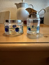 Antiker Jugendstil Zucker Sahne Set Tischkultur Um 1900, Poschinger Glas