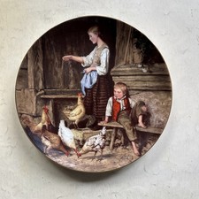 Wandteller Suisse Langenthal Albert Anker s Erbe 1987 Mädchen Hühner fütternd