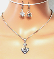 Oktoberfest Trachtenschmuck Herz Trachtenkette Edelweiß Trachtenset Wiesn Neu