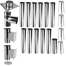 Edelstahl Schornstein Bausatz Kamin Sanierung einwandig Abgas Ofen Rohr Set EW16