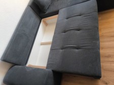 Schlafsofa Schlafcouch mit Bettkasten L-Form Polstersofa Dunkelgrau Mit Kissen