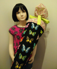 selbstgenähte Unikat handmade Schultüte Stoff Fairy Schmetterling schwarz Blumen