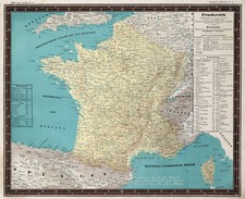 Frankreich Original Lithografie Landkarte Bauerkeller 1845