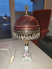 Stehlampe Tischlampe Kristall Porzellan 70er Bohemia Überfang Retro Engel