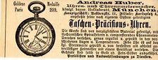 Andreas Huber Uhren-und Chronometermacher Hoflieferant München Reklame von 1889