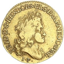 Brandenburg-Preußen Friedrich (III.) I. Pistole 1713 IP, Neuenburg SEHR SELTEN