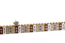 Holz Adventskalender Stadt mit goldenem Stern L: 40cm - Adventsdeko, Weihnachten