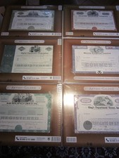 Aktien-Galerie, 12 original amerikanische historische  Aktien im Passepartout