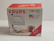 Krups 3 Mix 3003 Handmixer 190W mit 2 Rührbesen 2 Knethaken OVP Rezeptheft weiß