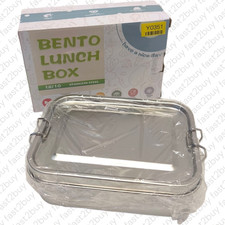 Joyfair Brotdose mit Fächern, 850ml Edelstahl Bento Box 16,2x11,8x5,5cm