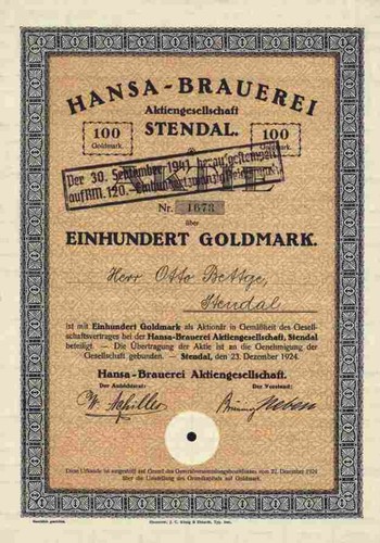 Hansa brauerei 1924 stendal - brauerei,