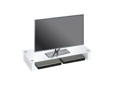 TV-Tisch/Bildschirmerhöhung TV-Glasaufsatz Monitorerhöhung Weißglas 82cm MDF-Fuß