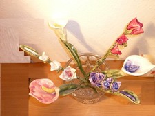 4 Keramik-Blumen Handgeformt