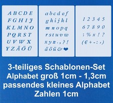 3er Schablonen Set Nr.23 Scrapbooking Schablonen ● 1cm - Buchstaben und Zahlen