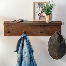 Massive Design Wandgarderobe HEMINGWAY 60cm natur Teakholz mit Ablage Holz