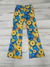 Schlaghose Gr S blau gelbe Blüten elastischem Bund 
