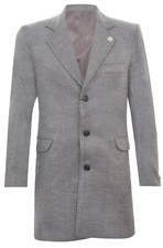 Herren 3/4 Lang Grau Wolle Crombie Mantel Jacke Peaky Blinders Slim Fit Mantel