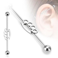 Barbell Industrial Piercing "Brassknuckle" 38mm Chirurgenstahl