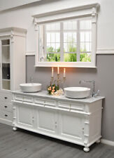 Land & Liebe - weißer Landhaus-Doppelwaschtisch mit Marmorplatte