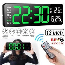 Digital Wanduhr 13zoll Modern Uhr Tischuhr Uhrzeit/Datum/Temperatur Alarm Wecker