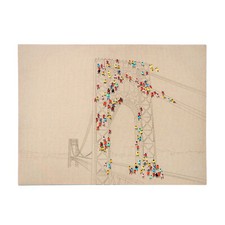 Öl-Wandbild Menschenmenge II Elfenbein Acrylfarbe Handgefertigt Kunst Gemälde