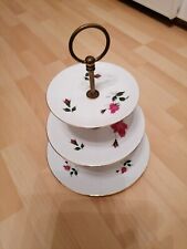 Porzellan Etagere 3 Stöckig-Rose Goldrand Edelstein Bavaria Tip Top Zustand 