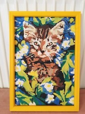 Bild Kätzchen Malen nach Zahlen mit Glitzer und gelbem Rahmen 