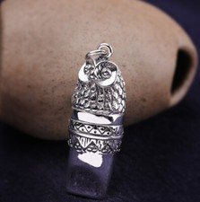 I03 Anhänger Pfeife mit Eule Vogel der Weisheit Sterling Silber 925