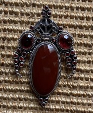 ?Anhänger 925 Silber Karneol oval 26  Granaten?