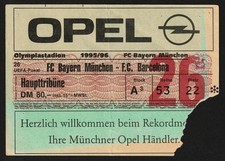 Ticket | 1995/96 | Bayern München v FC Barcelona | UEFA Cup Semi Final
