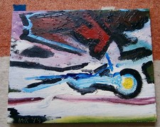 Motorrad 1000 PS Rennmaschine Ölgemälde mit Spachteltechnik. Top. ohne Rahmen