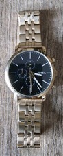 Fossil Chronograph BQ 2329 Unisex Gold 45,5 mm Sehr Guter Zustand Batterie Neu