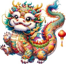 Bunter Drache Mond Neujahr