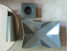 ☆3-tlg.-DEKO-KERAMIK-SET☆Tisch/Regal/Schrank-Deko☆Grau☆gut erhalten☆