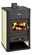 Prity SIW10 Holzofen 10 kW – Kaminofen mit Sichtfenster – Schwarz/Weiß – Konvekt