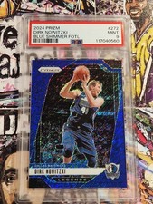 2024-25 Panini Prizm Dirk Nowitzki Blue Shimmer Numb /35 PSA 9 Dallas Mavericks
