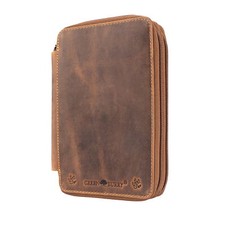 Darcis Federmäppchen Leder Braun - Stifteetui aus hochwertigem Rindsleder mit 33