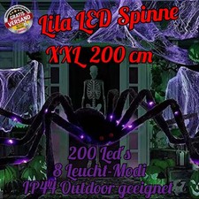 Riesen LED Spinne XL Halloween Spinne 200cm IP44 8 Modi Outdoor Deko Spinnennetz